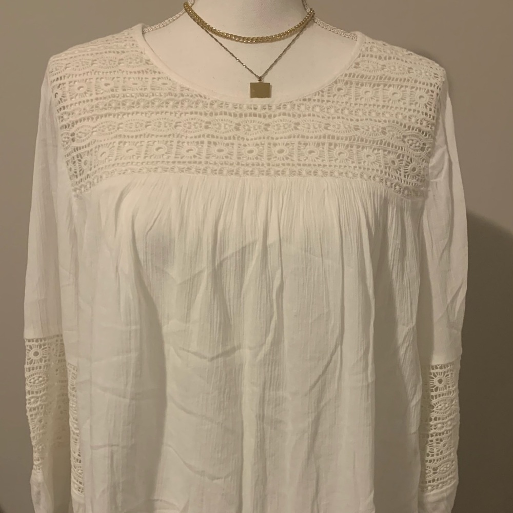 White eyelet detail top